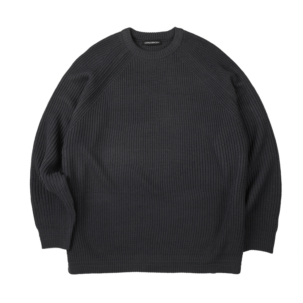 SOLID KNIT SWEATER (CHARCOAL)