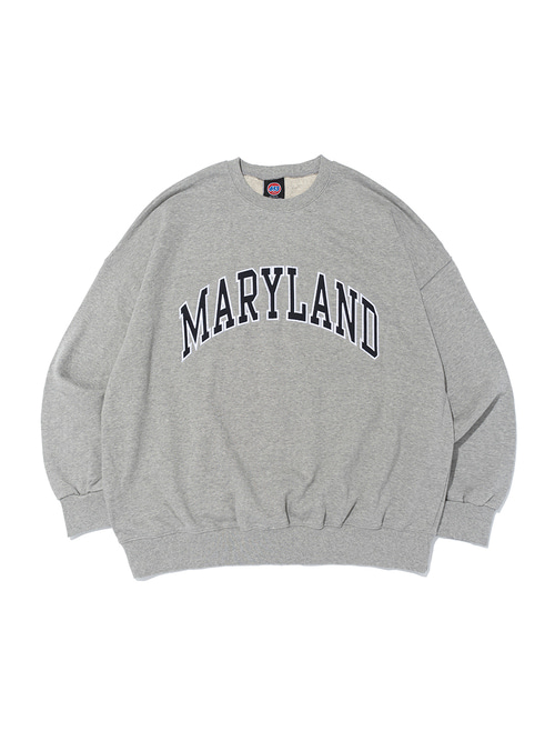 메리랜드 자수 오버핏 쭈리 맨투맨 스웨트 셔츠 (그레이)