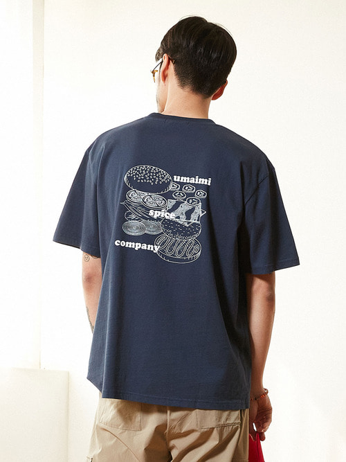 피그먼트 프린팅 반팔 티셔츠 (블루)