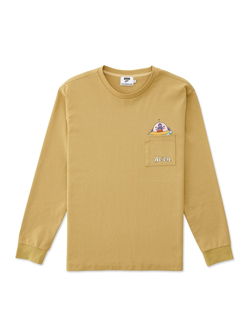 [투동섭 콜라보] 세미오버핏 포켓 롱슬리브 티셔츠 (옐로우)