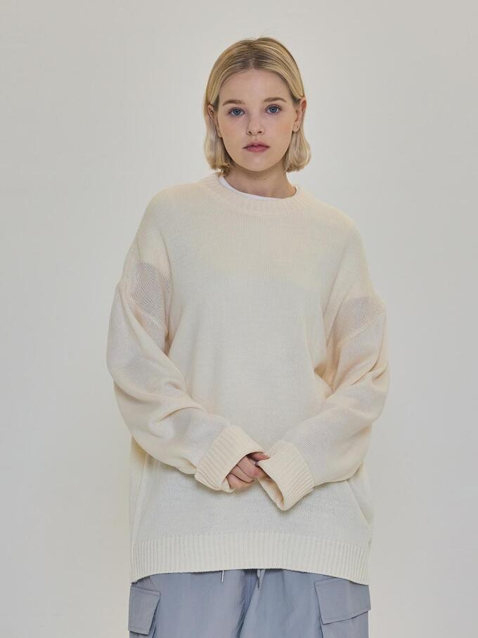[CARGOBROS] COLOR SOFT PULLOVER IVORY