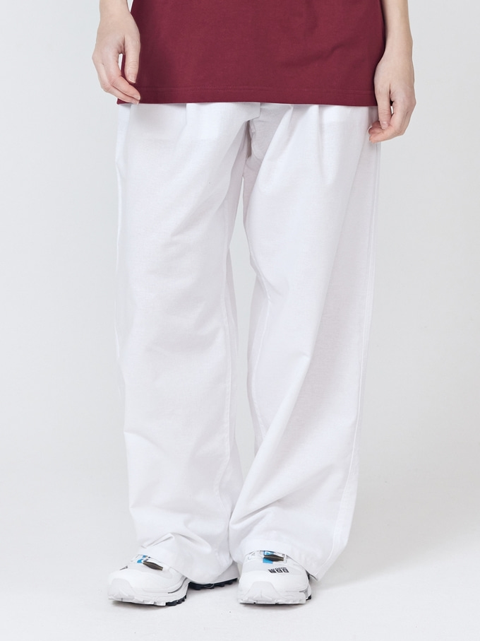 [CARGOBROS] COTTON LINEN PLEATED WIDE PANTS IVORY